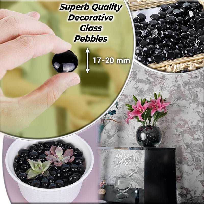 ARSUK Flat Marbles Black Vase Filler Glass Pebbles – Decorative Glass Beads for Vases, Gems, Rocks, Stones, Crafts, Table Scatter, Wedding Centerpieces, Mancala Stones 1 LB (100 Pcs, 0.7–0.8 Inch) - Image 4